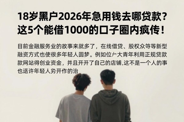 18岁黑户2026年急用钱去哪贷款?这5个能借1000的口子圈内疯传!