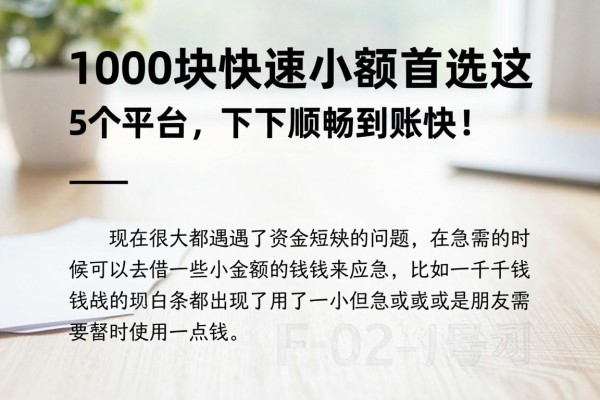 1000块快速小额借款首选这5个平台，下款顺畅到账快！