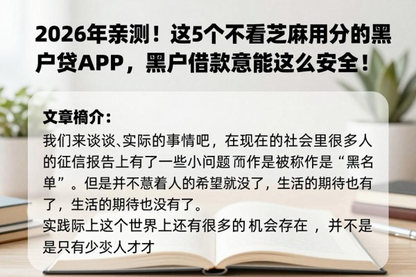 2026年亲测!这5个不看芝麻信用分的黑户贷款APP,黑户借款竟能这么安全!