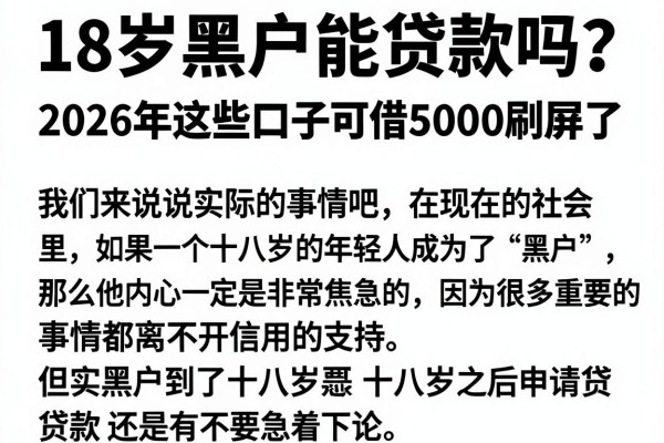 18岁黑户能贷款吗？2026年这些口子可借5000刷屏了