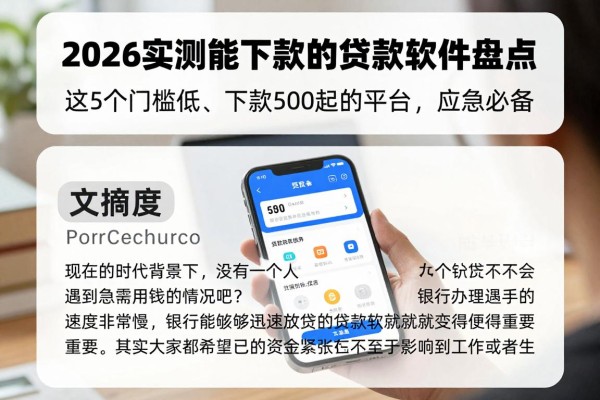2026实测能下款的贷款软件盘点！这5个门槛低、下款500起的平台，应急必备