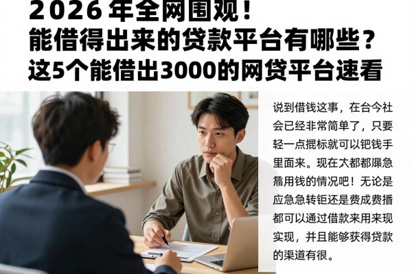 2026年全网围观！能借得出来的贷款平台有哪些？这5个能借出3000的网贷平台速看