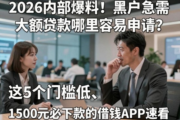 2026内部爆料！黑户急需大额贷款哪里容易申请？这5个门槛低、1500元必下款的借钱APP速看！
