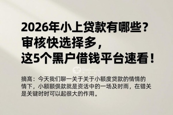 2026年小额贷款有哪些?审核快选择多,这5个黑户借钱平台速看!