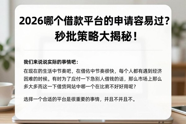 2026哪个借款平台的申请容易过？秒批策略大揭秘！