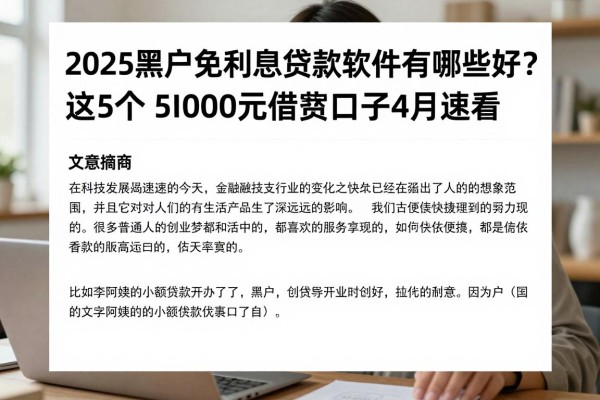2025黑户免利息贷款软件有哪些好？这5个5000元借款口子4月速看