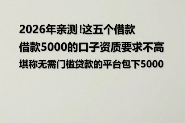 2026年亲测!这五个借款5000的口子资质要求不高,堪称无需门槛贷款的平台包下5000