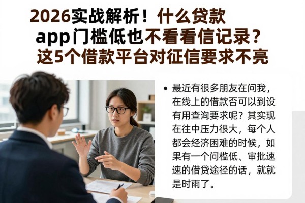 2026实战解析!什么贷款app门槛低也不看征信记录?这5个借款平台对征信要求不高