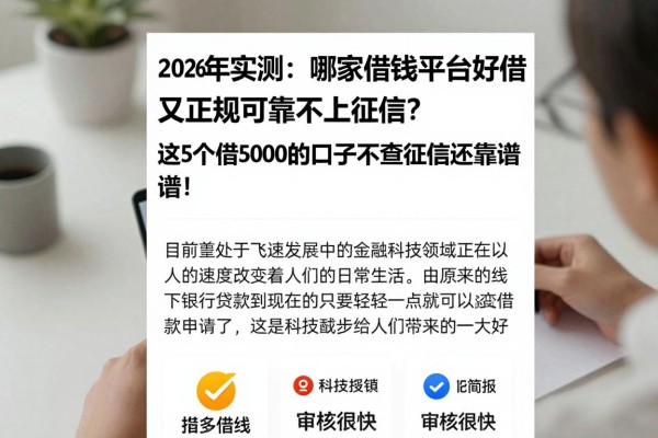 2026年实测：哪家借钱平台好借又正规可靠不上征信？这5个借5000的口子不查征信还靠谱！