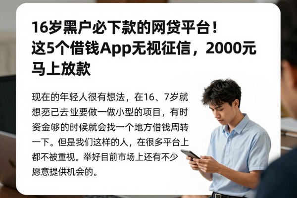 16岁黑户必下款的网贷平台！这5个借钱App无视征信，2000元马上放款