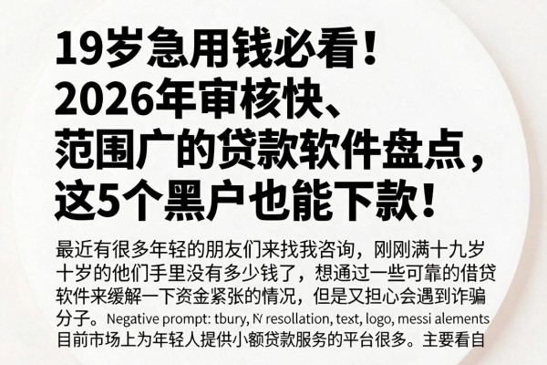 19岁急用钱必看！2026年审核快、范围广的贷款软件盘点，这5个黑户也能下款！