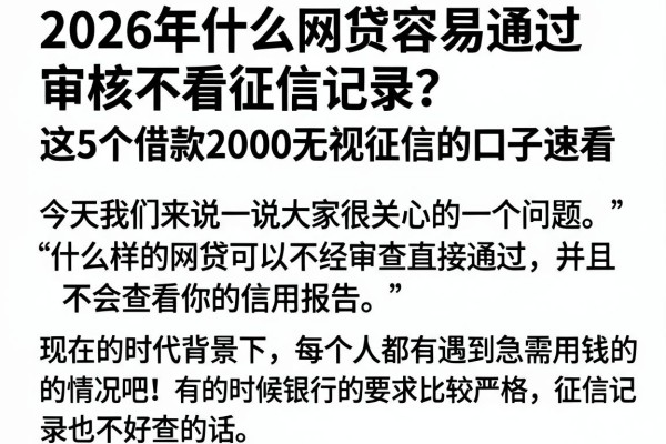 2026年什么网贷容易通过审核不看征信记录?这5个借款2000无视征信的口子速看