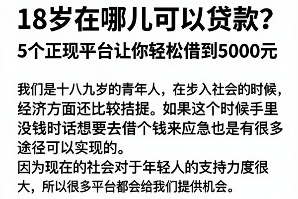 18岁在哪儿可以贷款？5个正规平台让你轻松借到5000元
