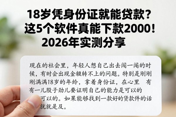 18岁凭身份证就能贷款?这5个软件真能下款2000!2026年实测分享