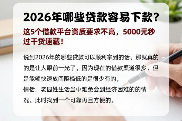 2026年哪些贷款容易下款?这5个借款平台资质要求不高,5000元秒过干货速藏!