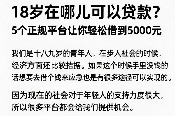 18岁在哪儿可以贷款?5个正规平台让你轻松借到5000元