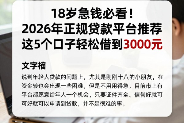 18岁急用钱必看!2026年正规贷款平台推荐,这5个口子轻松借到3000元