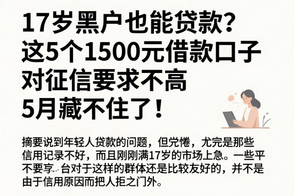 17岁黑户也能贷款?这5个1500元借款口子对征信要求不高,5月藏不住了!