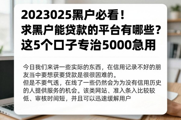 2025黑户必看!求黑户能贷款的平台有哪些?这5个口子专治5000急用