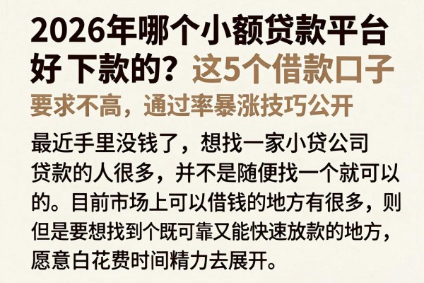 2026年哪个小额贷款平台好下款的？这5个借款口子资质要求不高，通过率暴涨技巧公开