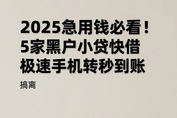 2025急用钱必看!5家黑户小贷快借极速手机贷平台,临时周转秒到账