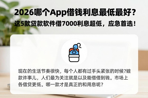 2026哪个app借钱利息最低最好？这5款贷款软件借7000利息超低，应急首选！