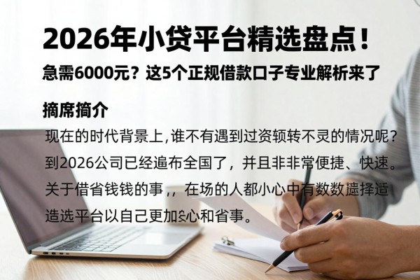 2026年小贷平台精选盘点!急需6000元?这5个正规借款口子专业解析来了