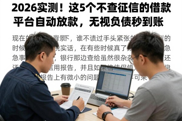 2026实测!这5个不查征信的借款平台自动放款,无视负债秒到账