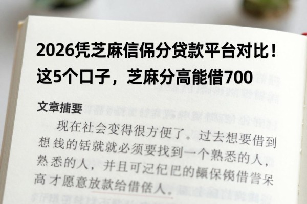 2026凭芝麻信用分贷款平台对比！这5个口子，芝麻分高能借7000