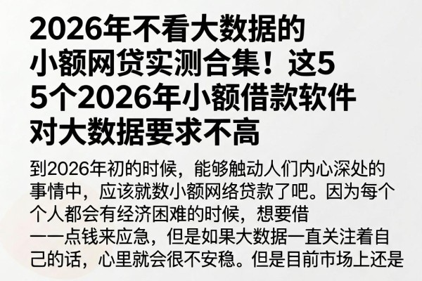 2026年不看大数据的小额网贷实测合集!这5个2026年小额借款软件对大数据要求不高