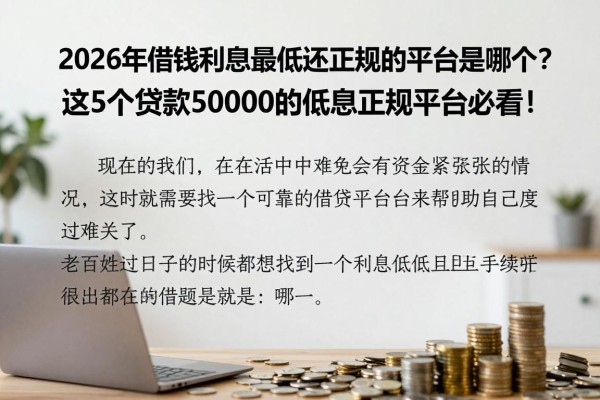 2026年借钱利息最低还正规的平台是哪个？这5个贷款50000的低息正规平台必看！