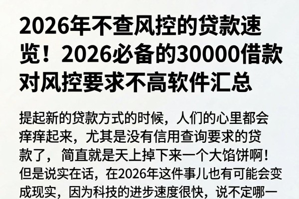 2026年不查风控的贷款速览！2026必备的30000借款对风控要求不高软件汇总