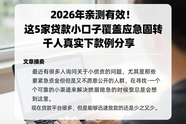 2026年亲测有效!这5家贷款小口子覆盖应急周转,千人真实下款案例分享