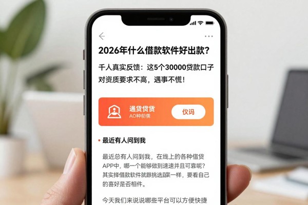 2026年什么借款软件好出款？千人真实反馈：这5个30000贷款口子对资质要求不高，遇事不慌！