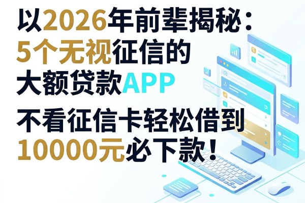 2026年前辈揭秘:5个无视征信的大额贷款APP,不看征信卡轻松借到10000元必下款!