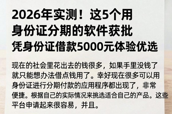 2026年实测!这5个用身份证分期的软件获批,凭身份证借款5000元体验优选