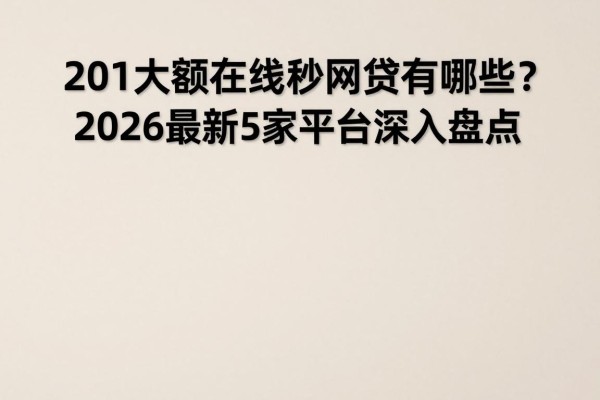 201大额在线秒批网贷有哪些?2026最新5家平台深入盘点