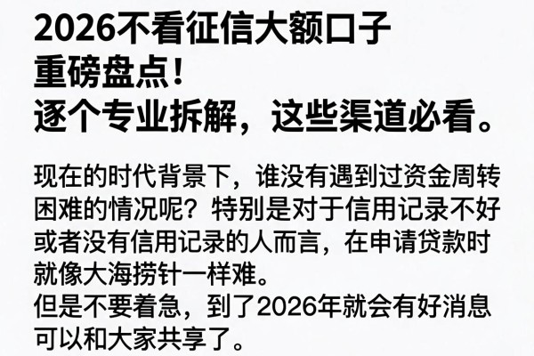 2026不看征信大额口子重磅盘点!逐个专业拆解,这些渠道必看