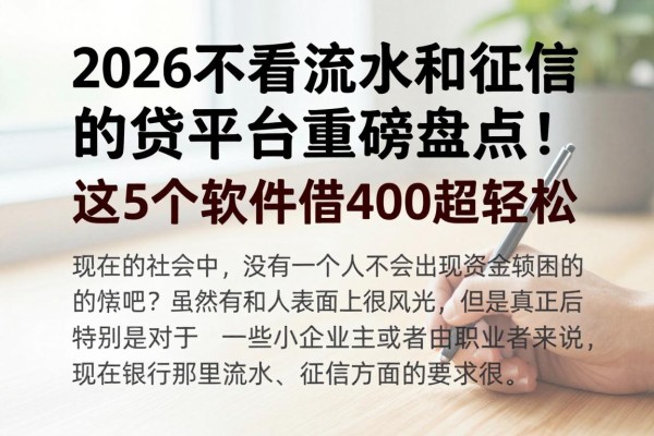 2026不看流水和征信的贷款平台重磅盘点！这5个软件借4000超轻松