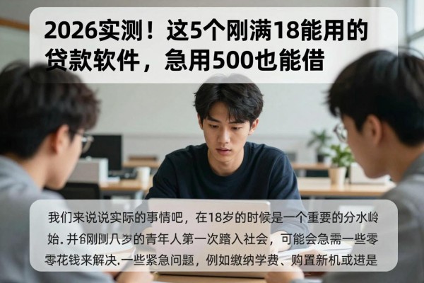2026实测！这5个刚满18能用的贷款软件，急用500也能借