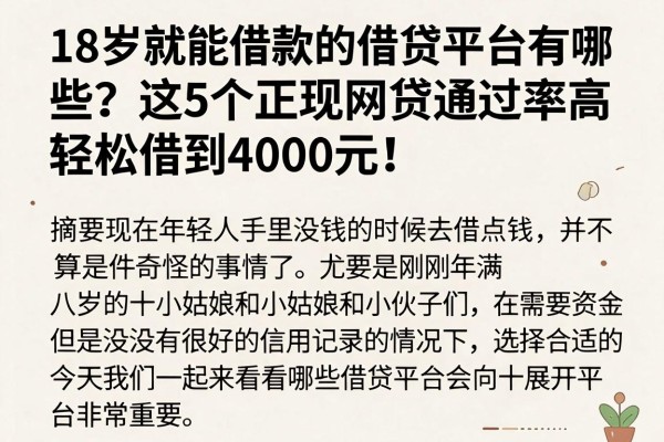 18岁就能借款的借贷平台有哪些？这5个正规网贷通过率高，轻松借到4000元！