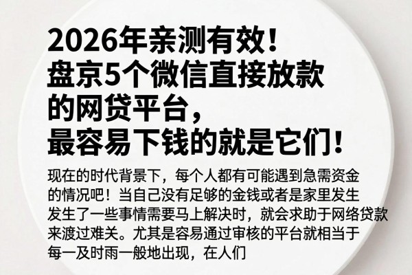 2026年亲测有效!盘点5个微信直接放款的网贷平台,最容易下钱的就是它们!
