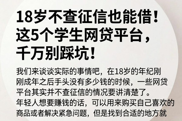 18岁不查征信也能借!这5个学生网贷平台,千万别踩坑!