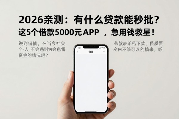 2026亲测：有什么贷款能秒批？这5个借款5000元秒下款、资质要求不高的APP，急用钱救星！