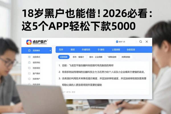 18岁黑户也能借!2026必看:这5个APP轻松下款5000