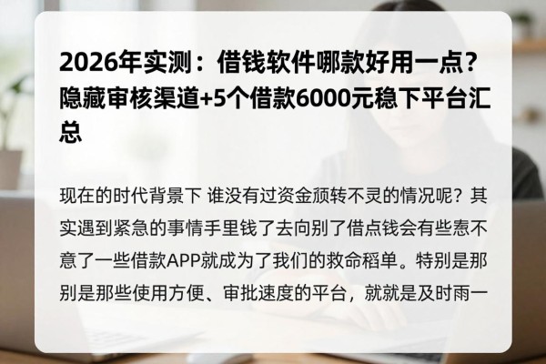 2026年实测:借钱软件哪款好用一点?隐藏审核渠道+5个借款6000元稳下平台汇总