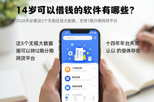 14岁可以借钱的软件有哪些?2026年必看这5个无视征信大数据、支持12期分期网贷平台