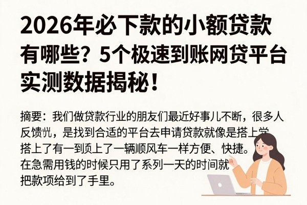 2026年必下款的小额贷款有哪些？5个极速到账网贷平台实测数据揭秘！