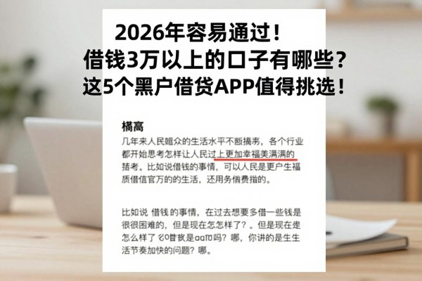 2026年容易通过!借钱3万以上的口子有哪些?这5个黑户借钱APP值得挑选!