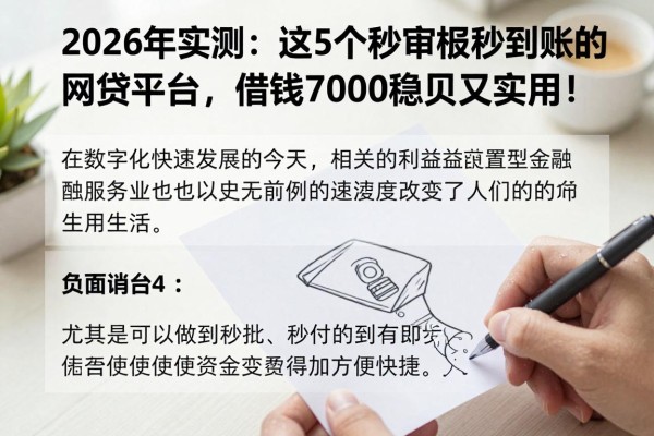 2026年实测：这5个秒审核秒到账的网贷平台，借钱7000稳妥又实用！